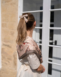Fable Toile De Jouy Olive Green Square Scarf