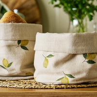 Lemons Linen Bread Baskets (Set of 2)