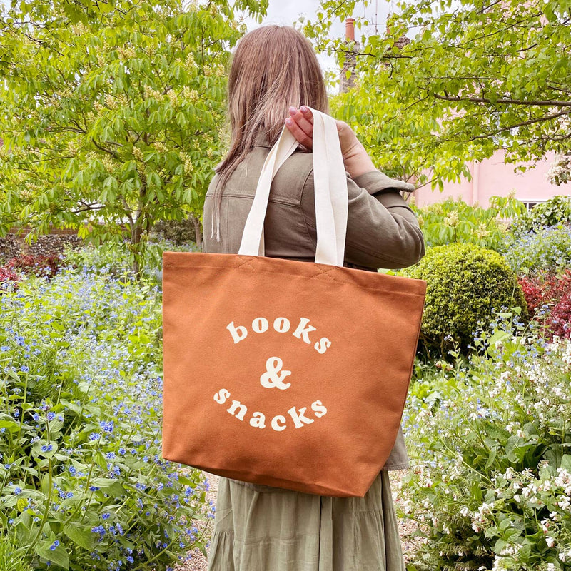 Books & Snacks - Canvas Tote Bag in 3 colours