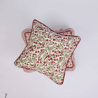 Block Printed Cushion Cover - Songbird Scarlet