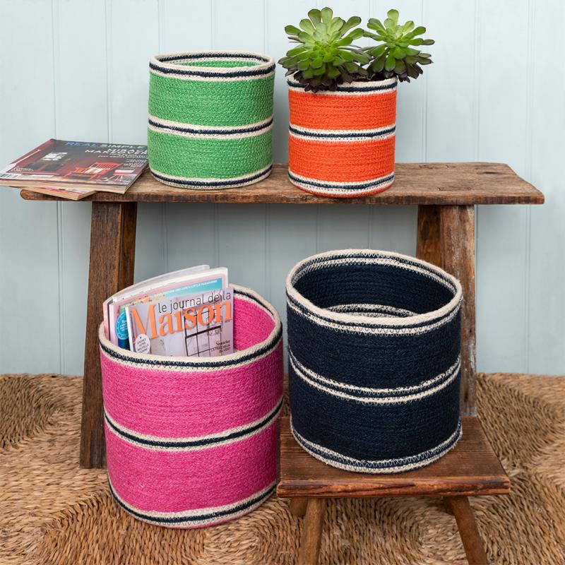 Round Jute Storage Baskets (Set of 4) - multi-colour