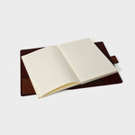 Pebble Grain Leather Notebook - Cherry / Tan