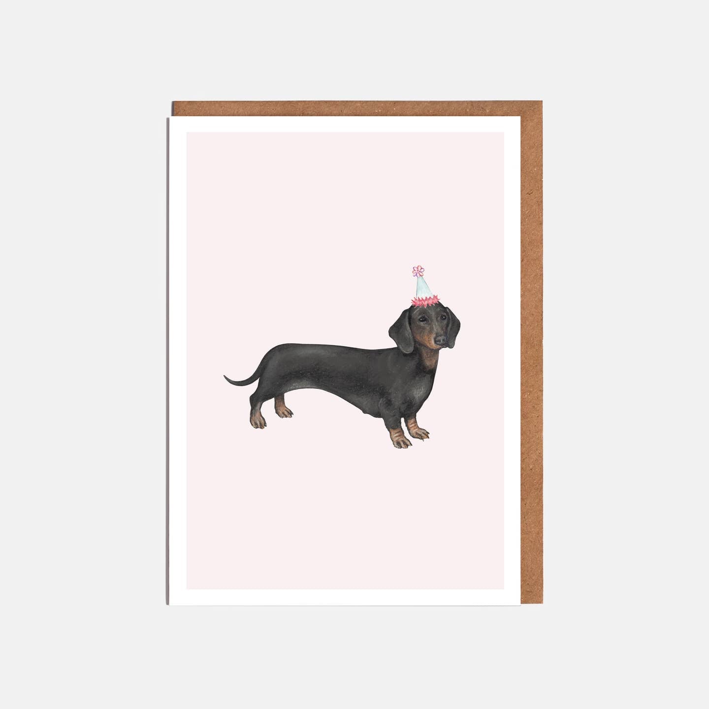 Dachshund & Party Hat Dog Card - Blank or Birthday