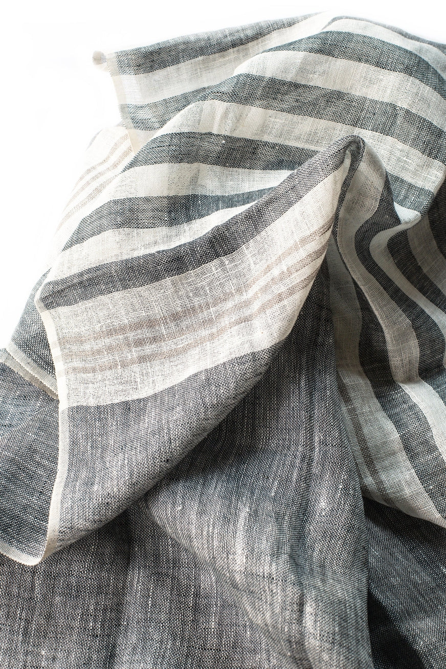 Hand Loomed Striped Linen Scarf ~ in 4 fresh colourways