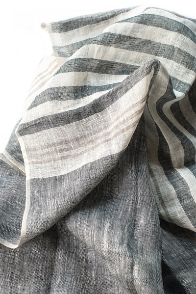 Hand Loomed Striped Linen Scarf ~ in 4 fresh colourways