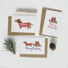 Dachshund Pulling A Sledge Merry Christmas Card Pack of 6