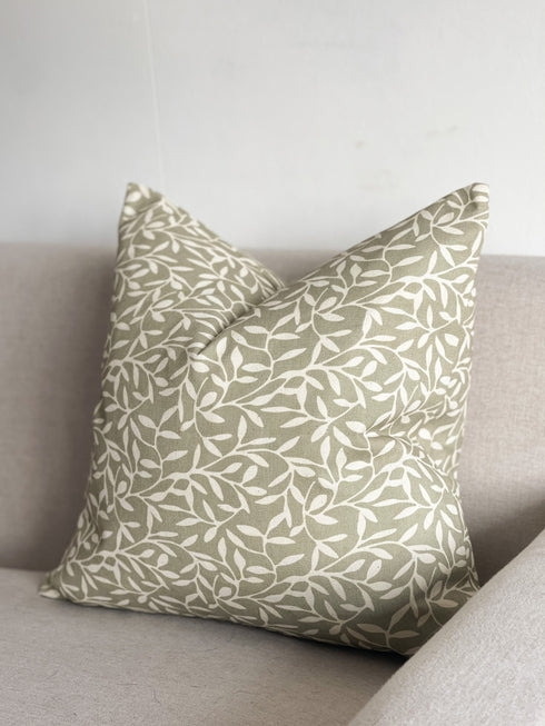 Olive Leaf Print Cushion Cover