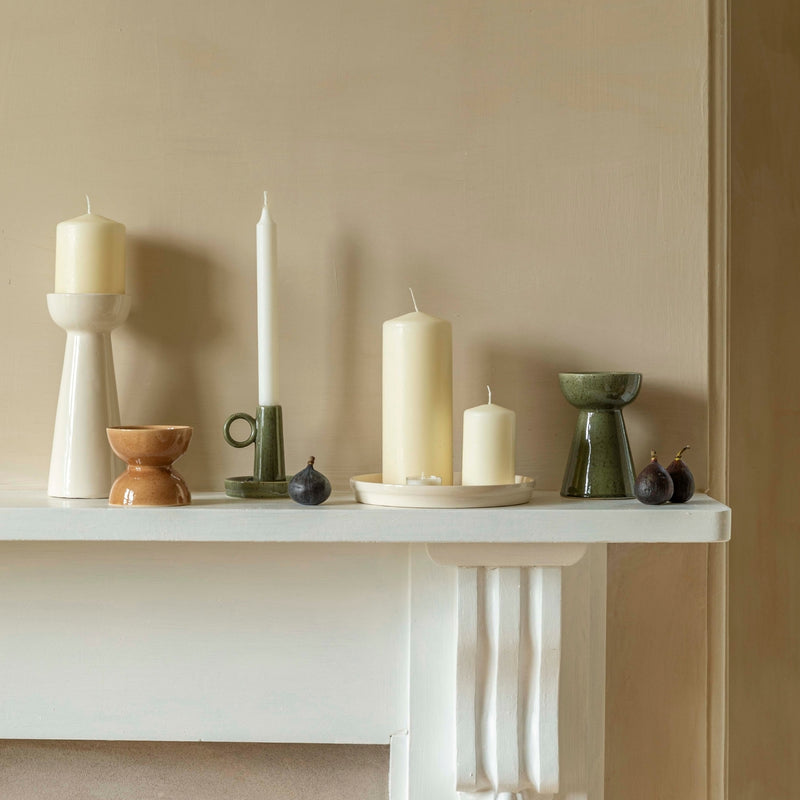 Bowen Pillar Candle Holder ~ in Linen, Fawn or Moss