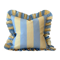 Outdoor Blue & Yellow Ruffle Cushion Cover