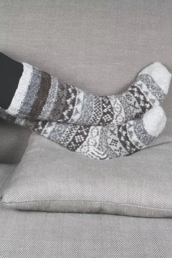 Classic Fair isle Long Socks in Grey