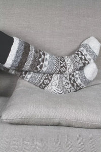 Classic Fair isle Long Socks in Grey