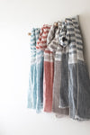 Hand Loomed Striped Linen Scarf ~ in 4 fresh colourways