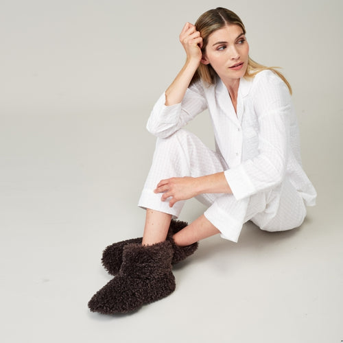 Slipper Boots – Black or Cream Faux Sheepskin