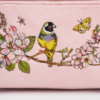 Fable England - Love Scatter Pink Velvet Embroidered Cosmetic Pouch