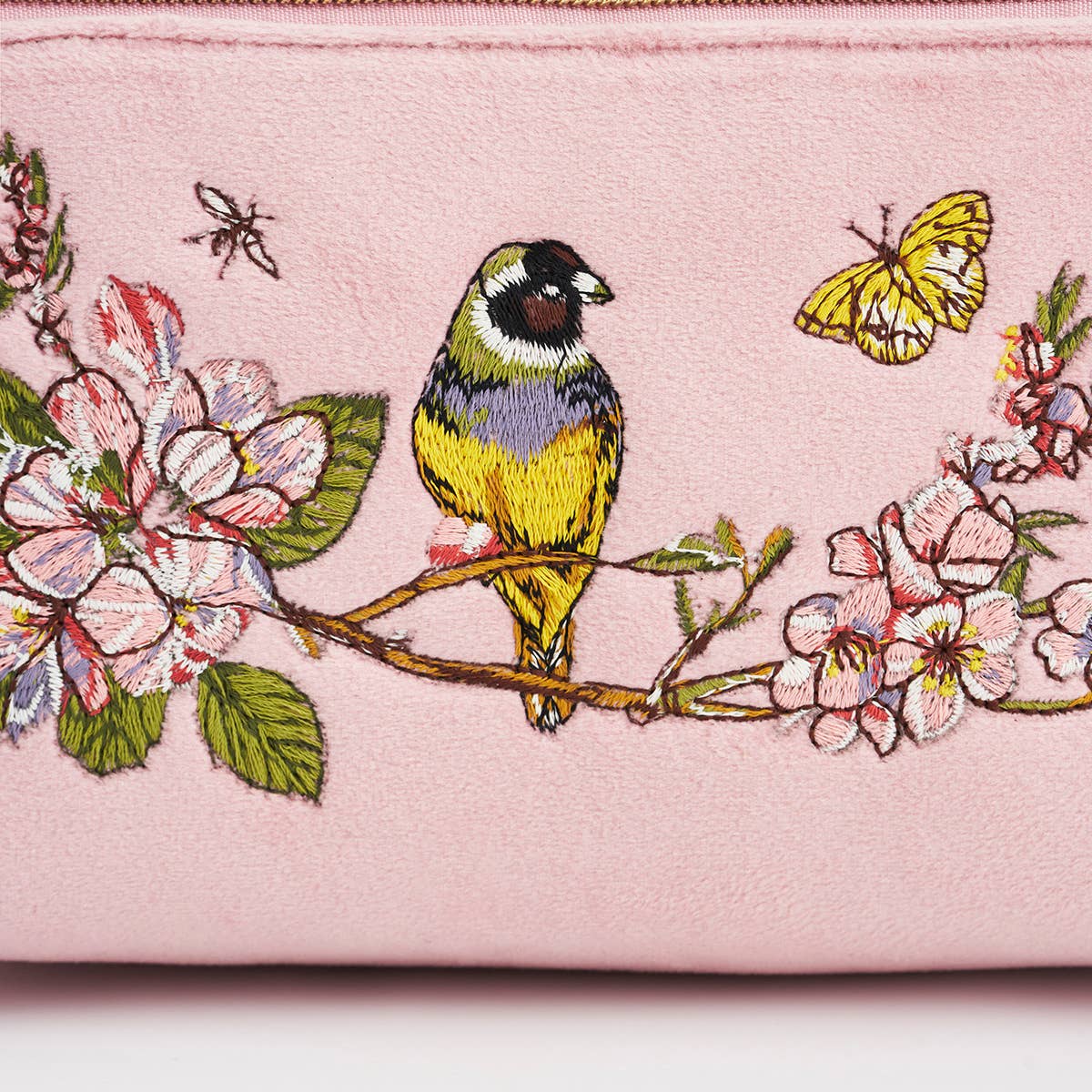 Fable England - Love Scatter Pink Velvet Embroidered Cosmetic Pouch
