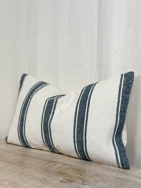 India Luxe Cotton Cushion Cover - Teal & Cream