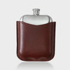 Stainless Steel Hip Flask with Pebble Grain Leather Sleeve – Cherry