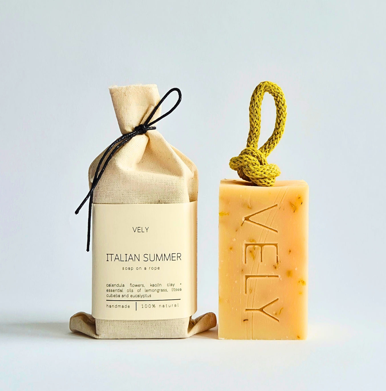 Natural Handmade Soap On A Rope "Italian Summer"