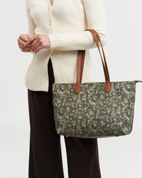 Edith Orla Scene Print Tote Bag in Khaki