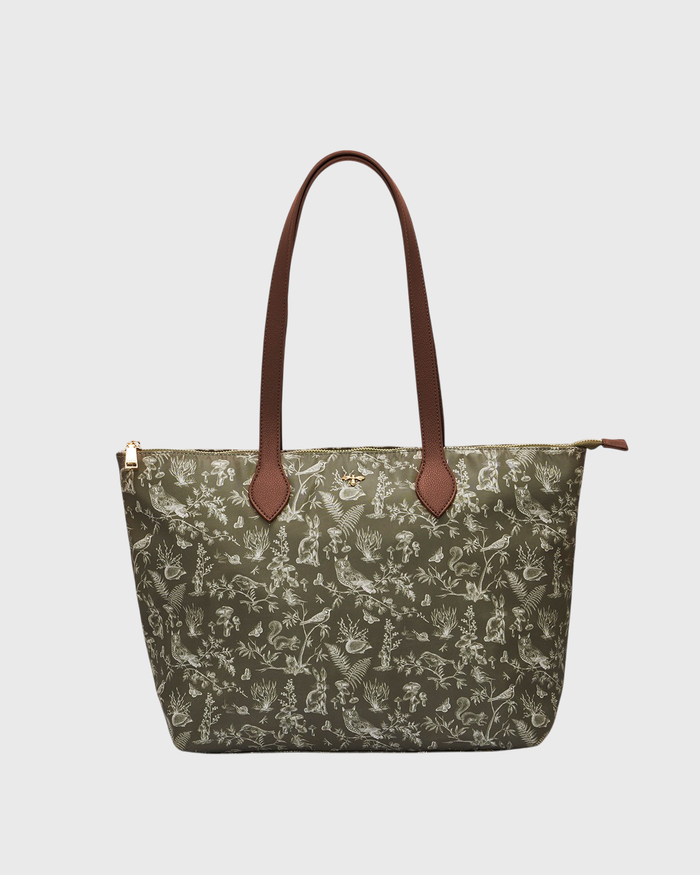 Edith Orla Scene Print Tote Bag in Khaki