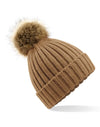 Faux Fur Pop Pom Chunky Beanie Unisex Hat