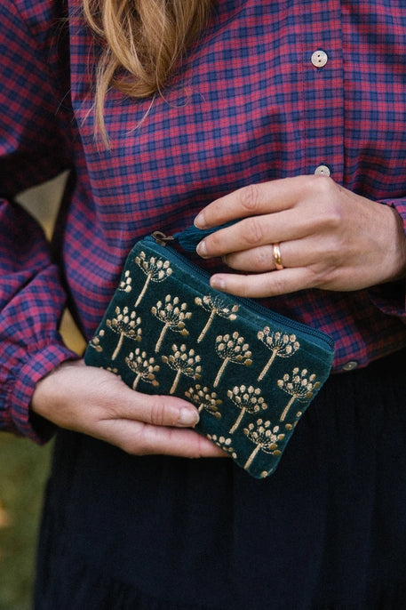 Velvet Thistle Pouch - in Teal and Gold