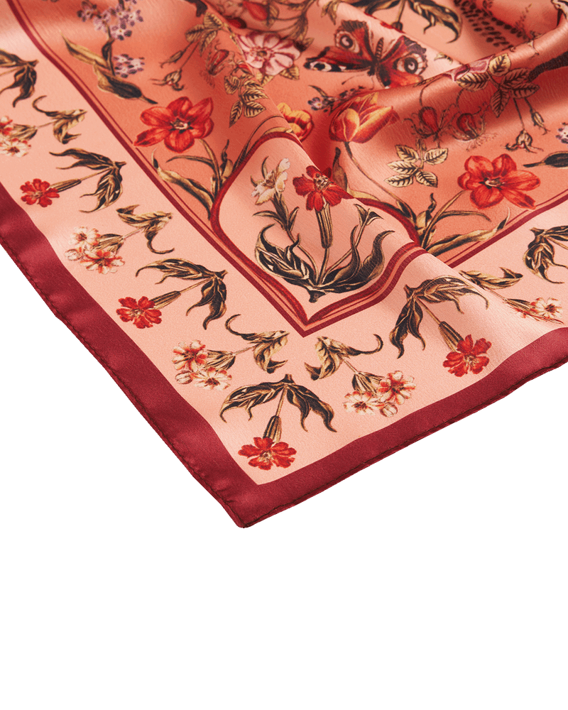Peach Folksy Fox Tales Square Scarf