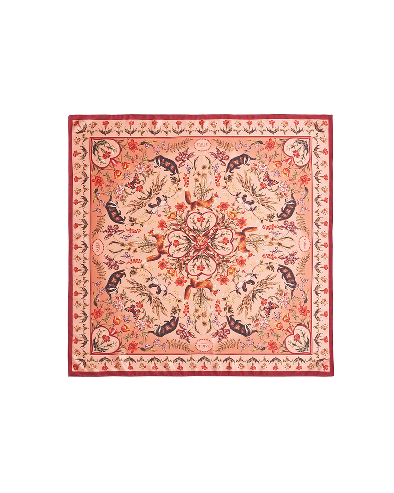 Folksy Fox Tales Peach Square Scarf