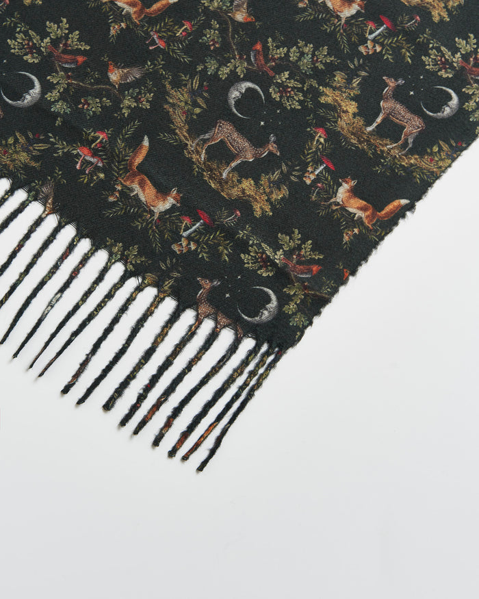 Into the Woods Green Tassel Scarf