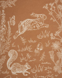 Woodland Scene, Check Long Jacquard Scarf in Tan