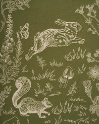 Woodland Scene, Check Long Jacquard Scarf in Khaki