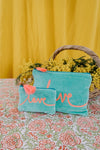 Velvet Love Pouch - Mint & Pink