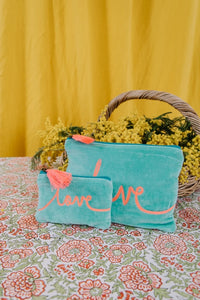Velvet Love Pouch - Mint & Pink