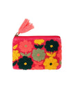 Velvet Multiflowered Pouch – Pink