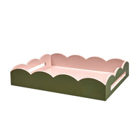 Addison Ross Two-Tone Scallop Tray Khaki & Pink