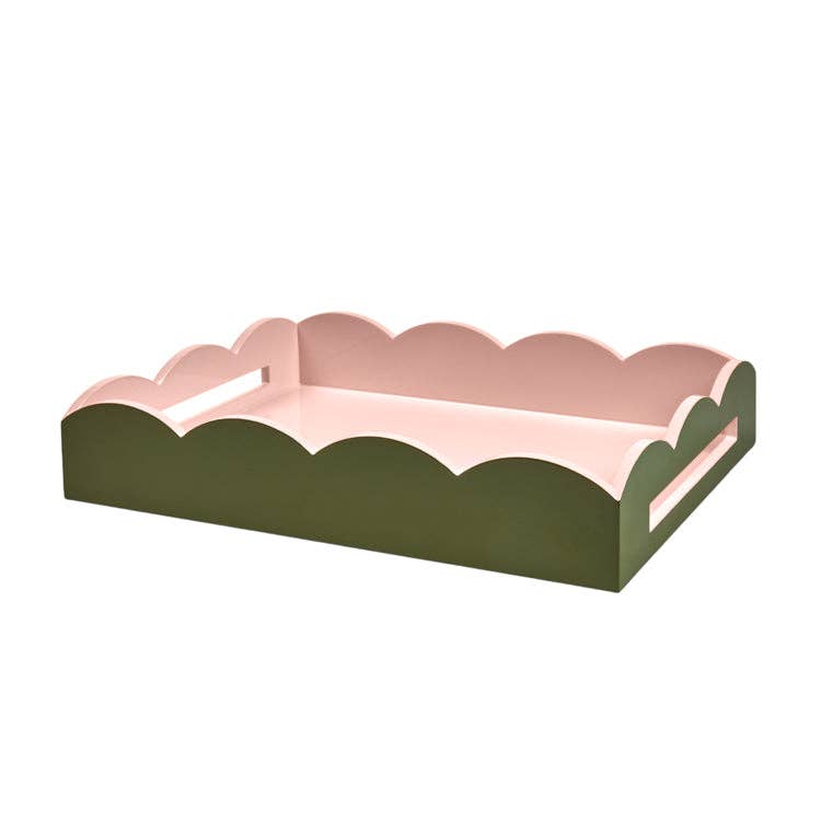 Addison Ross Two-Tone Scallop Tray Khaki & Pink
