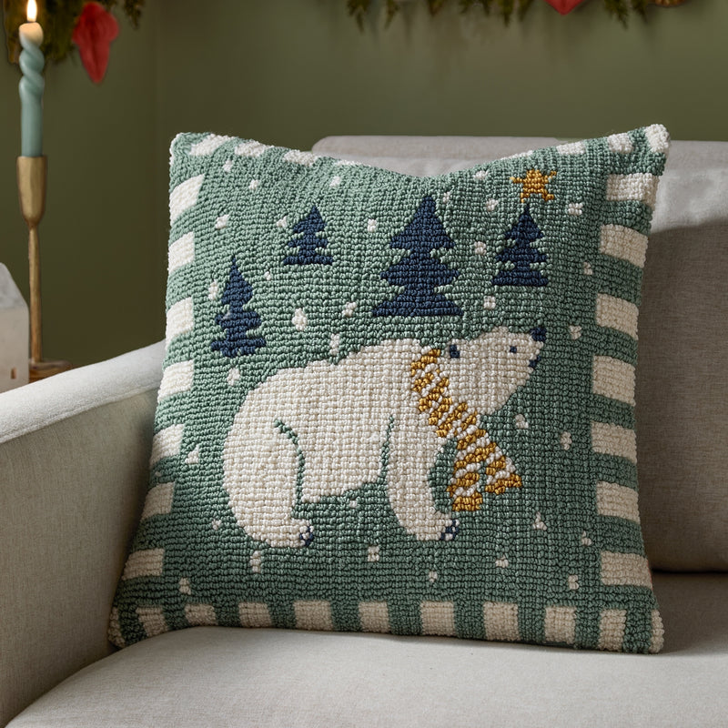 Polar Bear Frosty Blue Cushion