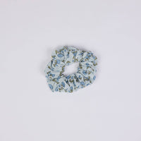 Block Printed Eye Mask & Scrunchie Set - Ditsy Floral Blue Stone