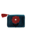 Velvet Single Flower Pouch in Navy