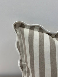 Chloe Scalloped Edge Cushion Cover - Greige Stripe
