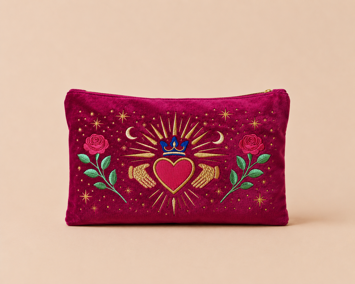 Velvet Cosmetic Pouch - Claddagh - Heart