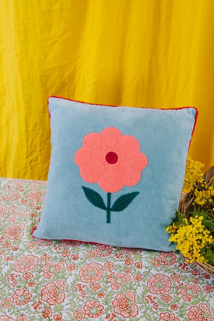 Velvet Single Flower Cushion cover – in 2 colourways