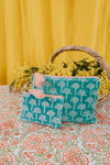 Velvet Thistle Pouch - Aqua & Pink