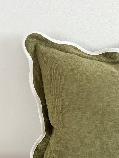 Chloe Olive Scalloped Cushion Cover