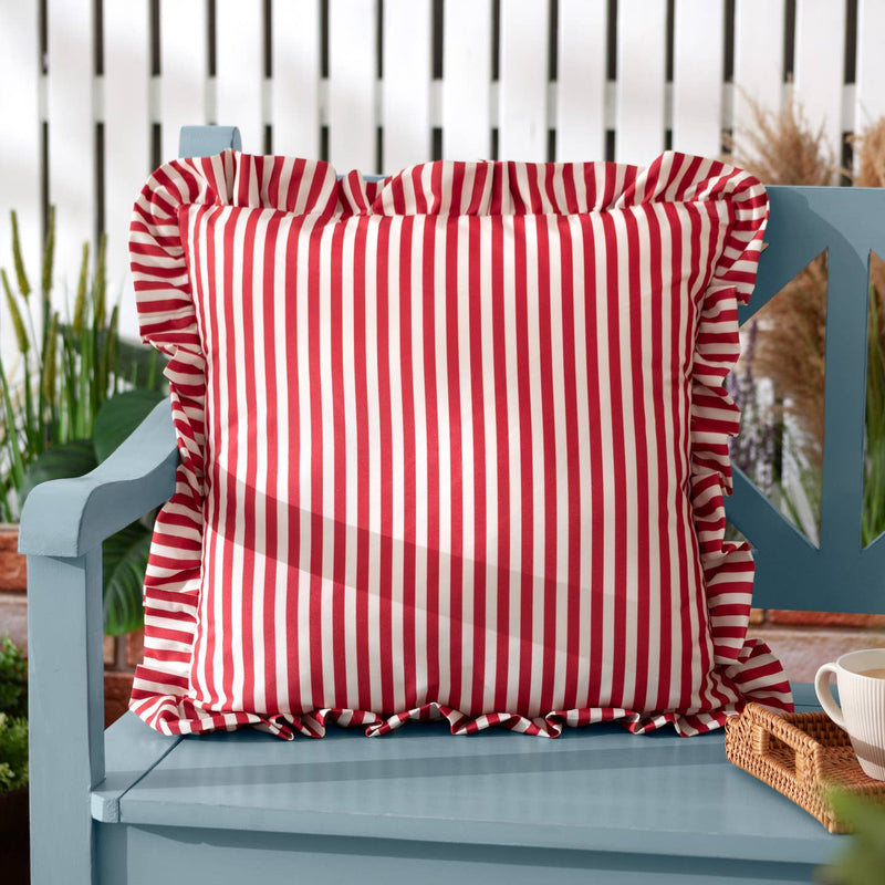 Millie Ruffle Striped Outdoor Cushion Cover