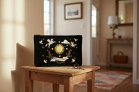 Black Celestial Velvet Embroidered Pouch