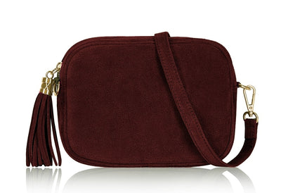 Handmade Italian Real Suede Tassel Camera Bag ~ in 4 Autumnal Colours