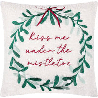 Mistletoe Wreath Embroidered Cushion Multicolour