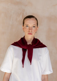 Merino Wool Triangle Scarf in Burgundy