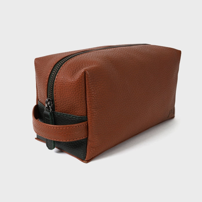 Genuine Leather Pebble Grain Boxy Washbag